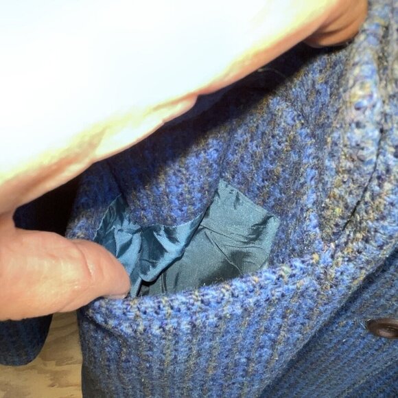 Vtg Rare Harris Tweed Wool Coat Womens Sz Medium? Aqua, Green And Blues 1 Owner - Picture 15 of 16